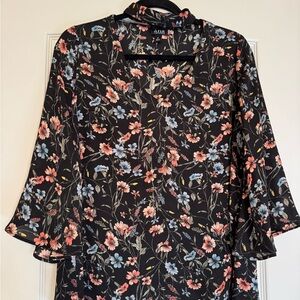 a.n.a Black Floral Print Blouse